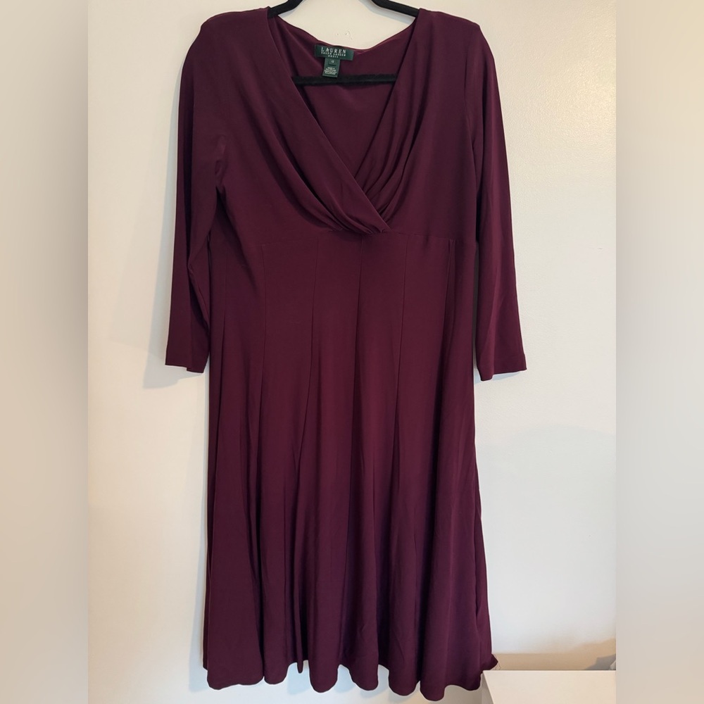 Lauren Ralph Lauren Deep Burgundy Long Sleeve Dress